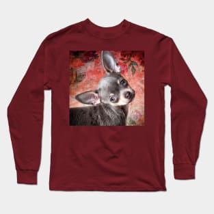 Adorable Cheeky Chihuahua Cute Face red art Long Sleeve T-Shirt